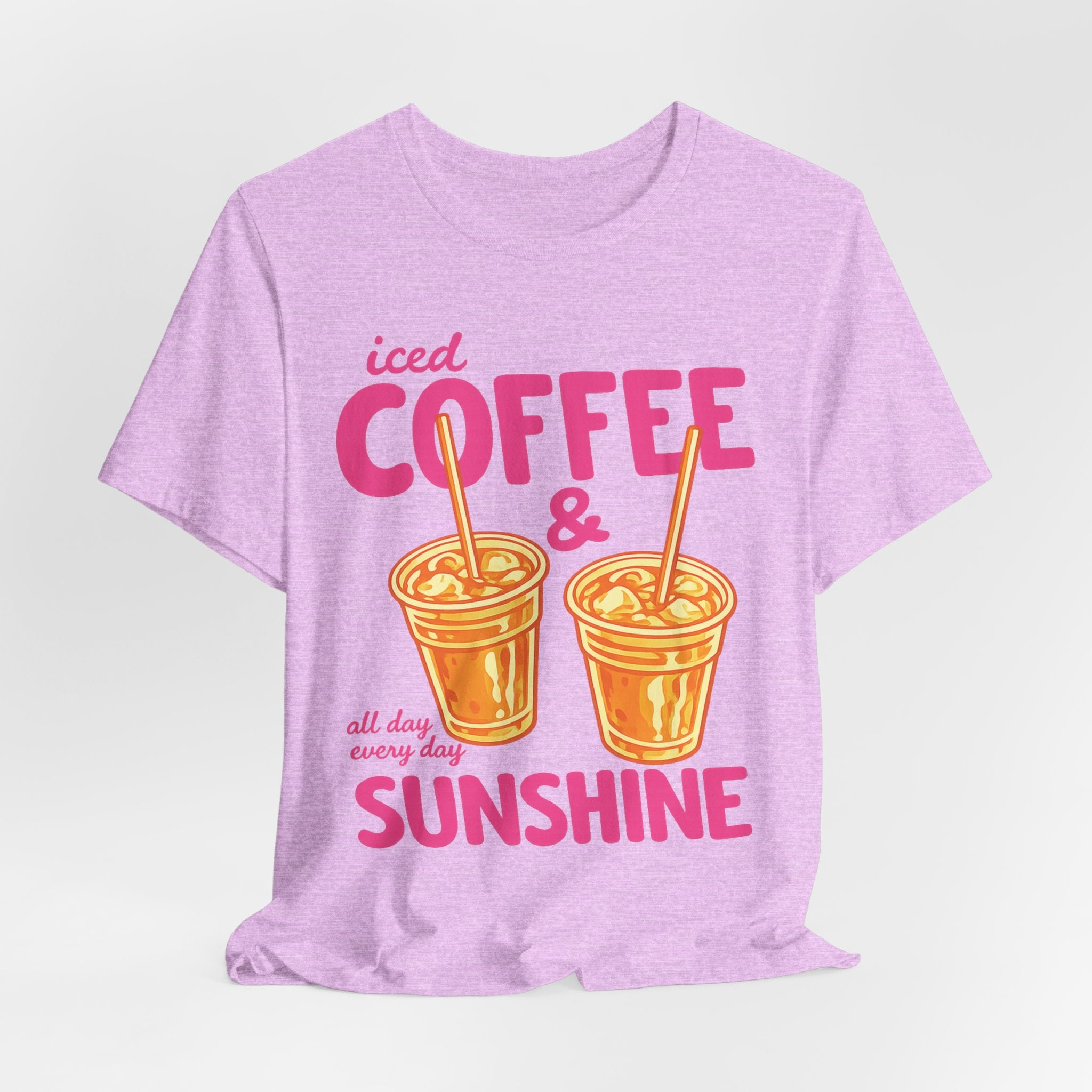 Iced Coffee & Sunshine T-Shirt | Retro Iced Coffee Graphic Tee, Summer Beverage Shirt