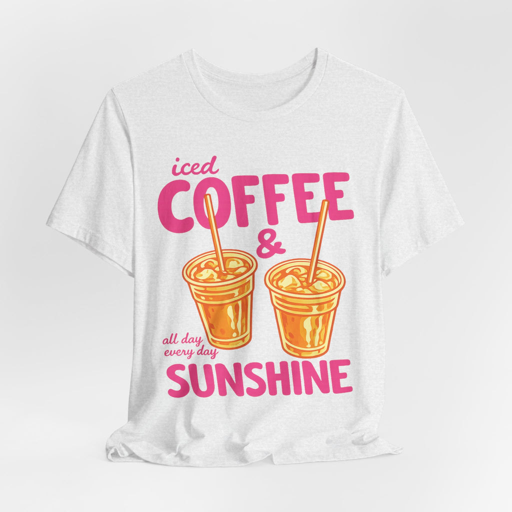 Iced Coffee & Sunshine T-Shirt | Retro Iced Coffee Graphic Tee, Summer Beverage Shirt