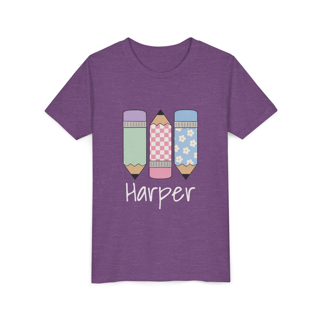 Personalized Kids Tee — Cute Pastel Pencil Design with Name (School/Back-to-School Gift)