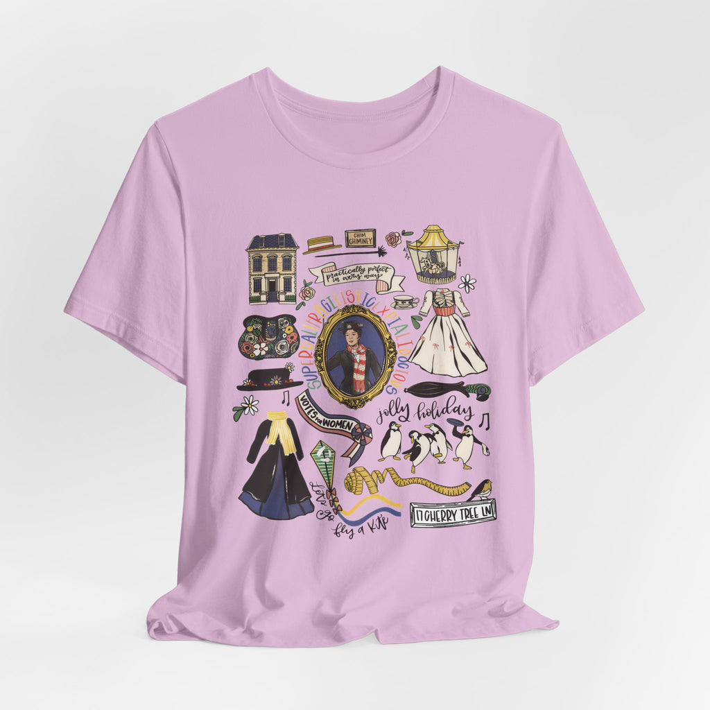 Victorian House Illustration T-Shirt | Vintage Cottage, Floral Accents