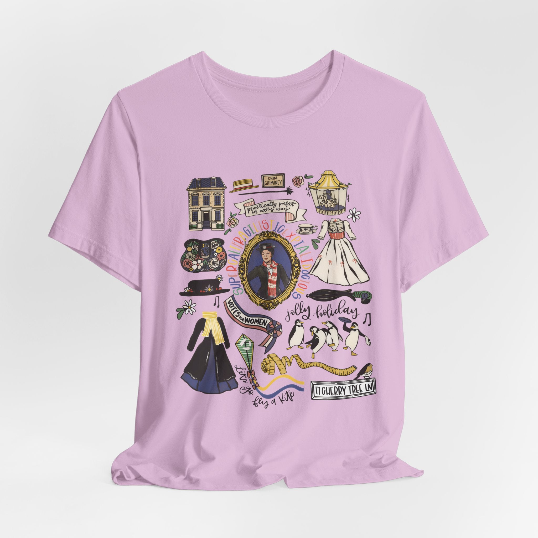 Victorian House Illustration T-Shirt | Vintage Cottage, Floral Accents