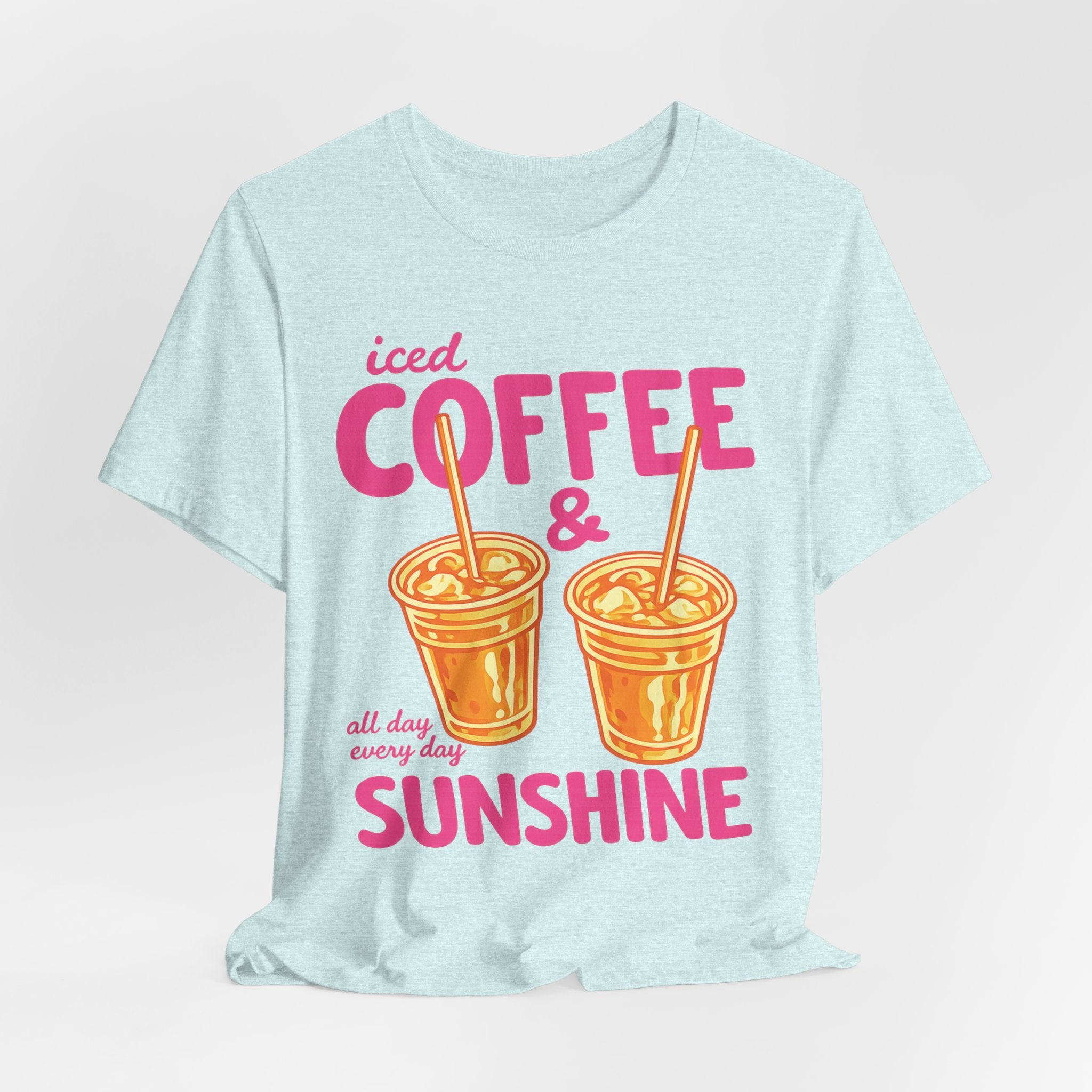 Iced Coffee & Sunshine T-Shirt | Retro Iced Coffee Graphic Tee, Summer Beverage Shirt