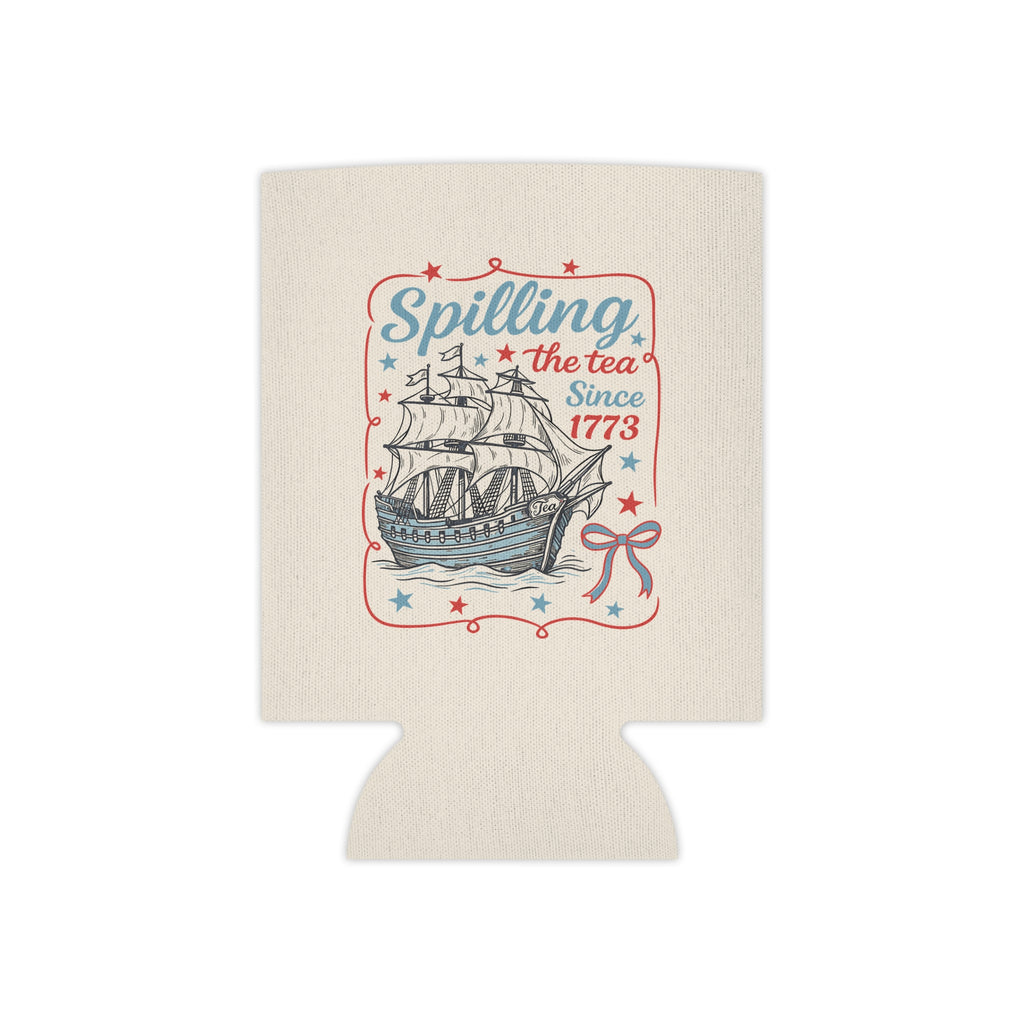 Spilling the Tea Patriotic Ship can cooler | Can Cooler