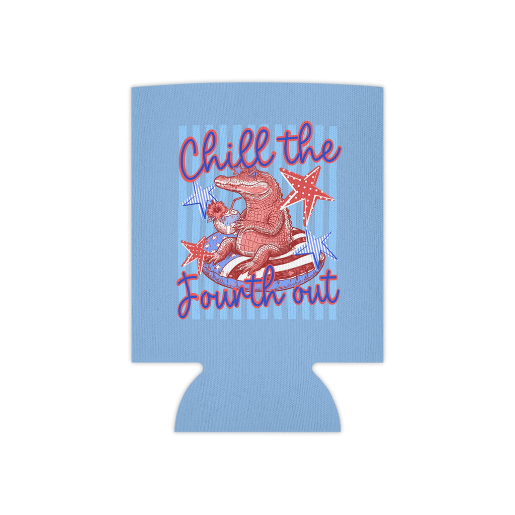 Chill the Fourth Out Can Cooler | Patriotic Alligator, Stars & Stripes