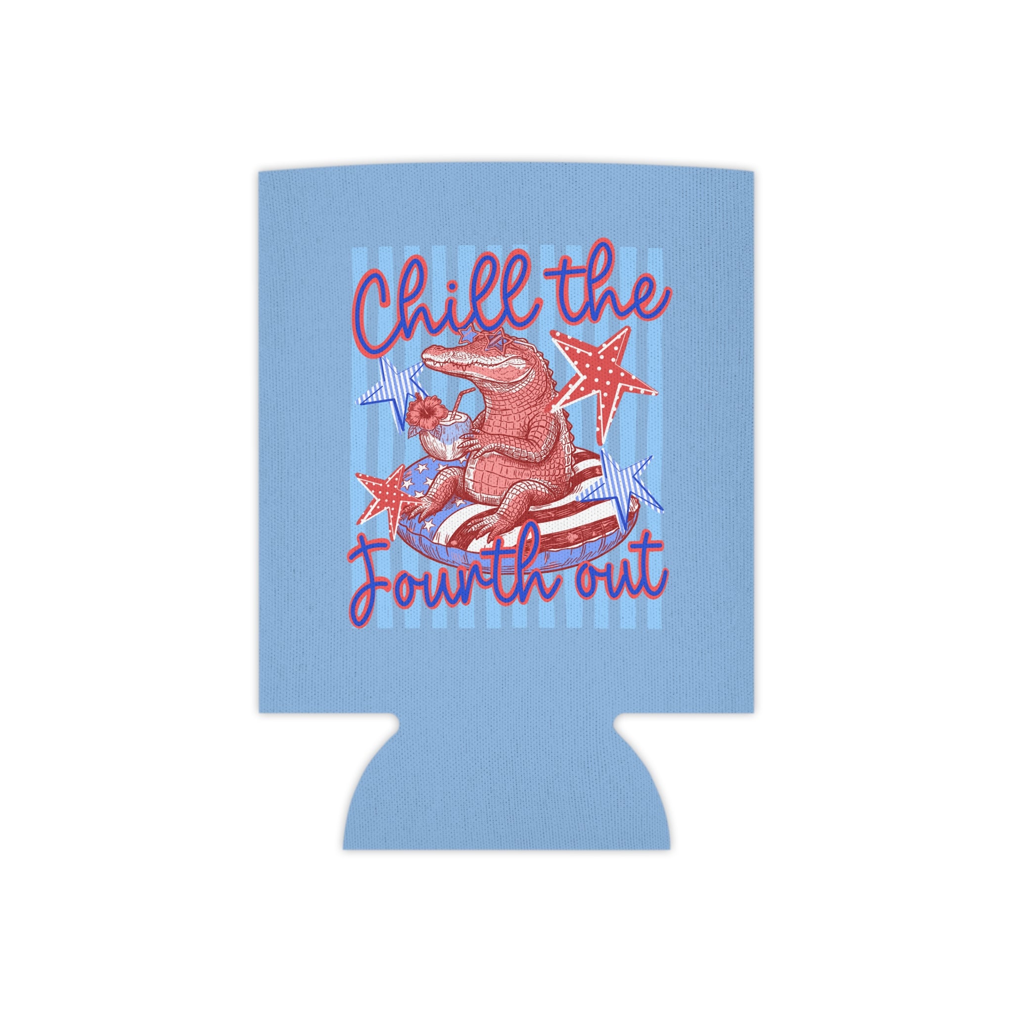 Chill the Fourth Out Can Cooler | Patriotic Alligator, Stars & Stripes