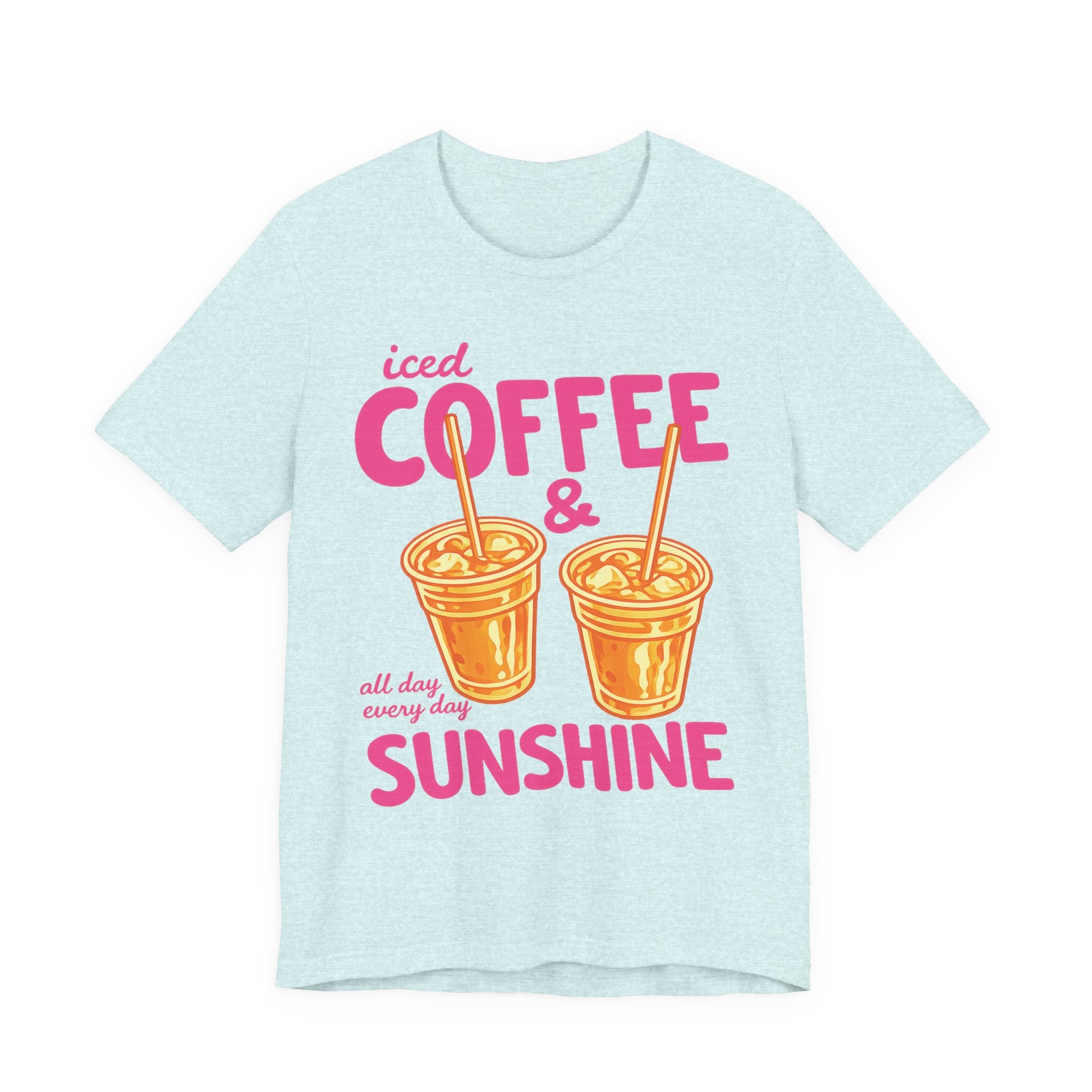 Iced Coffee & Sunshine T-Shirt | Retro Iced Coffee Graphic Tee, Summer Beverage Shirt