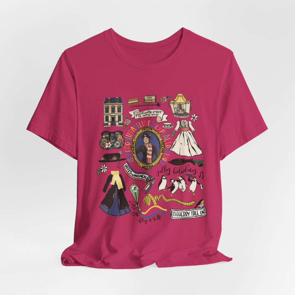 Victorian House Illustration T-Shirt | Vintage Cottage, Floral Accents