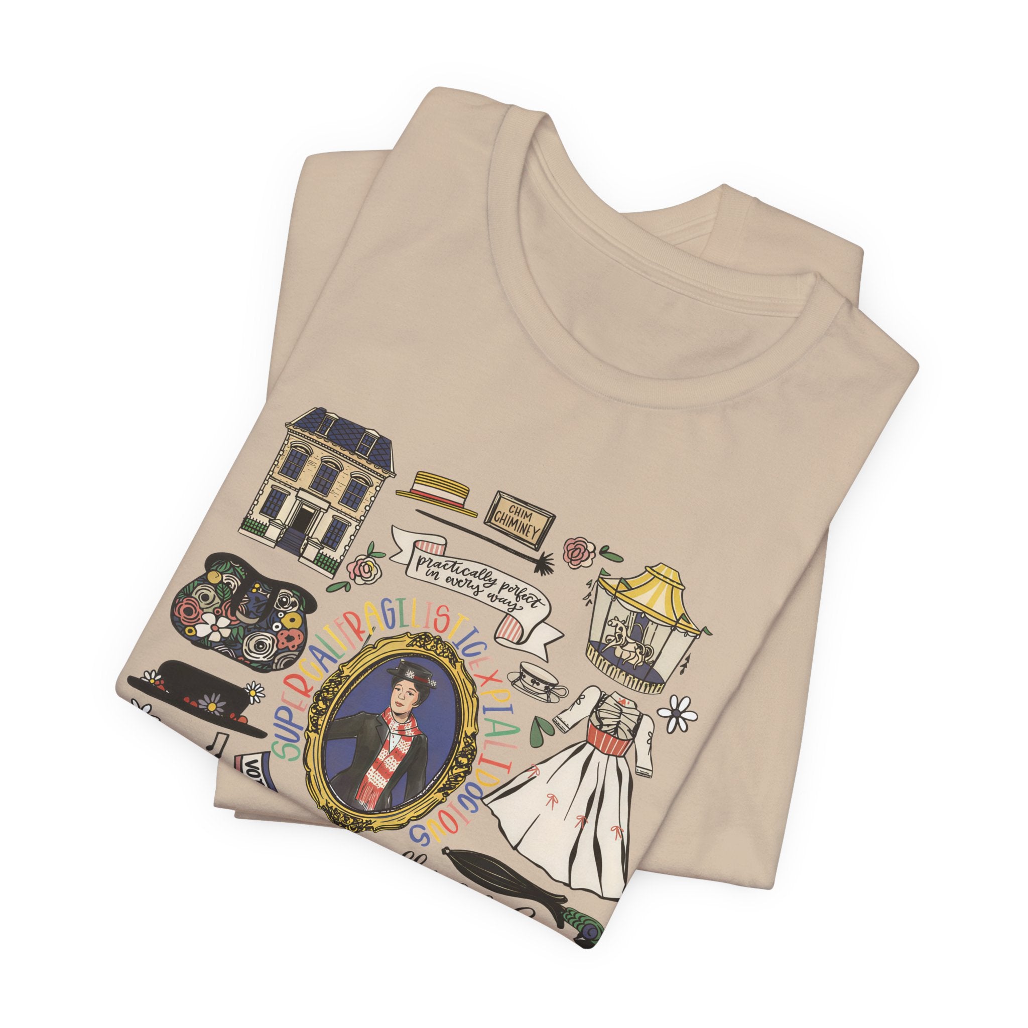 Victorian House Illustration T-Shirt | Vintage Cottage, Floral Accents