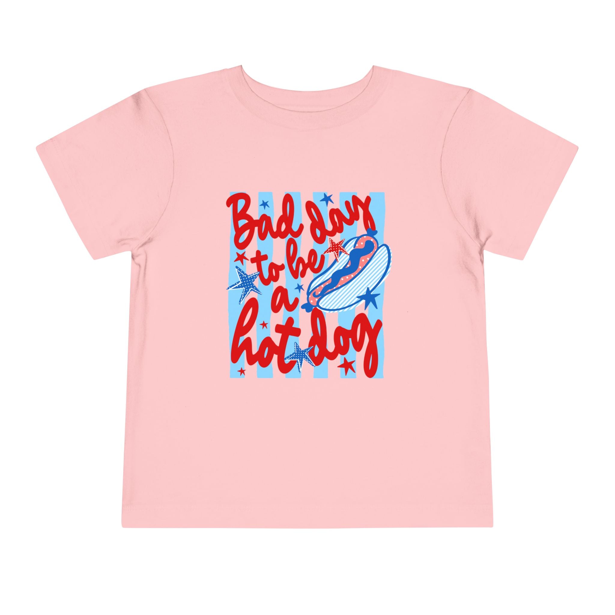 Bad day to be a hot dog Toddler Tee | Retro hot dog illustration, red & blue diner style