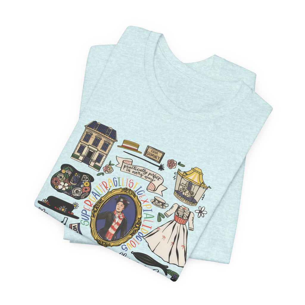Victorian House Illustration T-Shirt | Vintage Cottage, Floral Accents