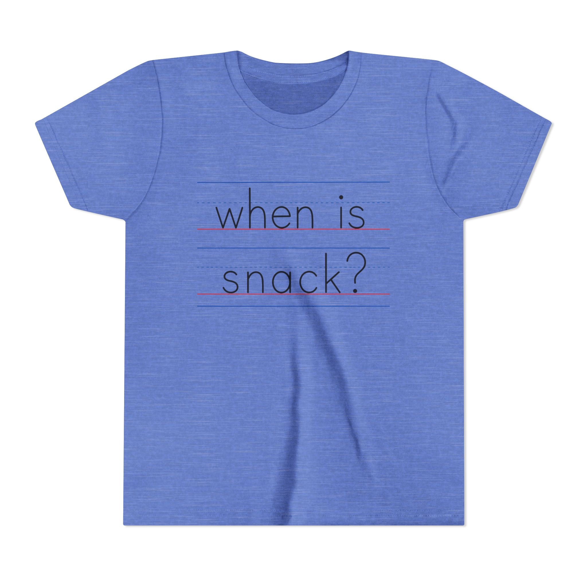Kids "When Is Snack?" Short Sleeve Tee – Funny Preschool & Classroom Shirt