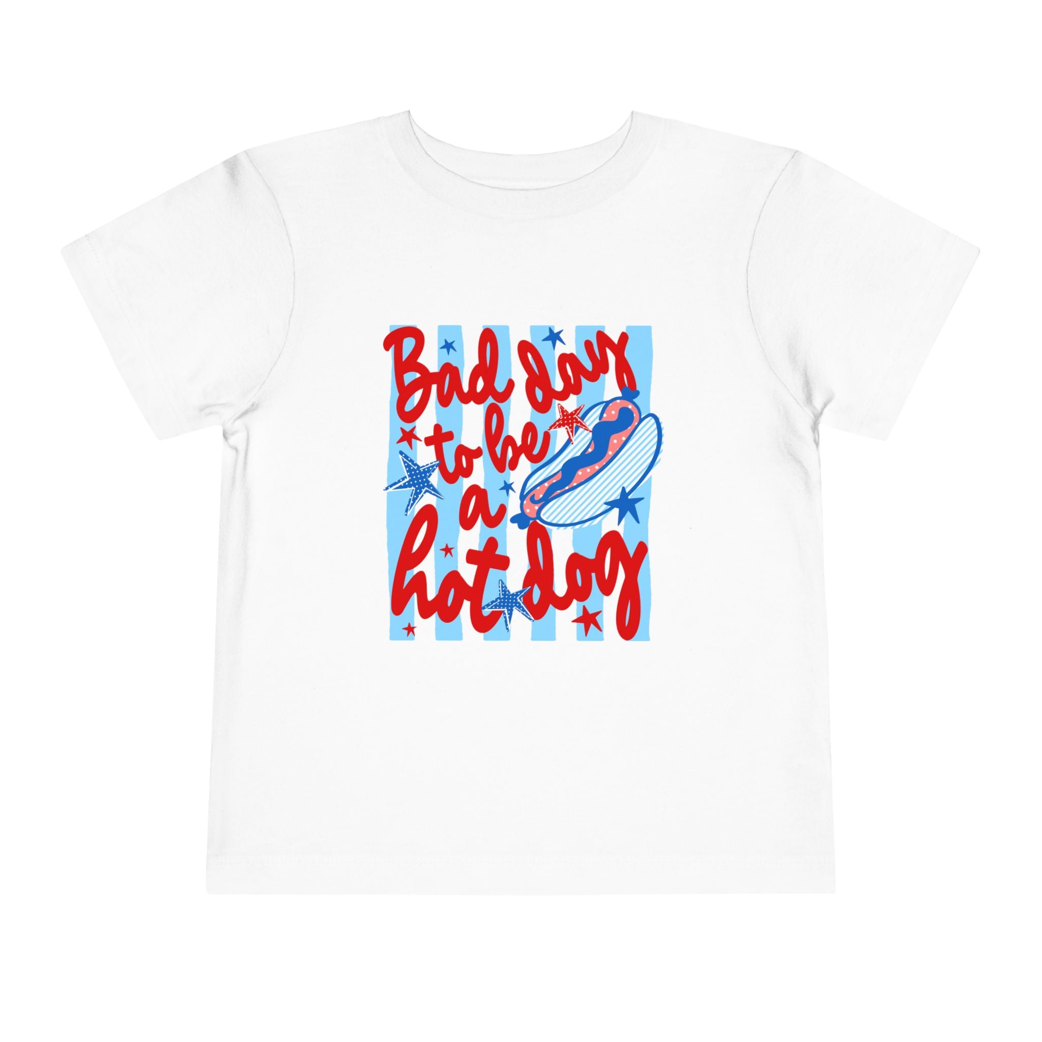Bad day to be a hot dog Toddler Tee | Retro hot dog illustration, red & blue diner style