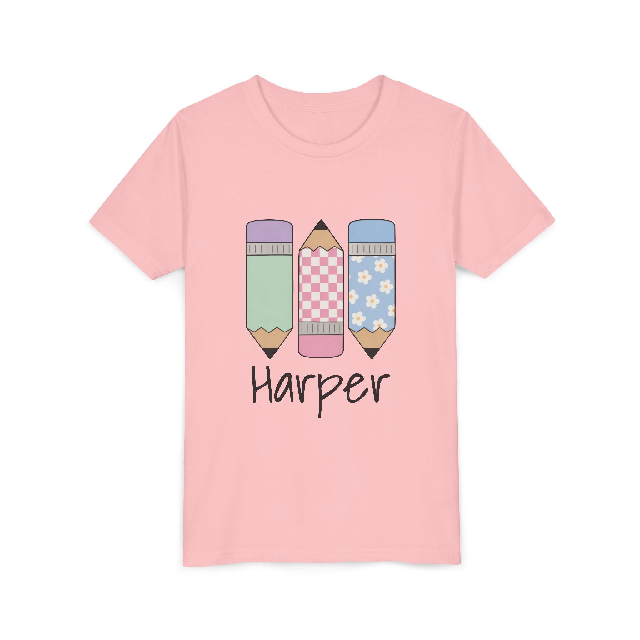 Personalized Kids Tee — Cute Pastel Pencil Design with Name (School/Back-to-School Gift)