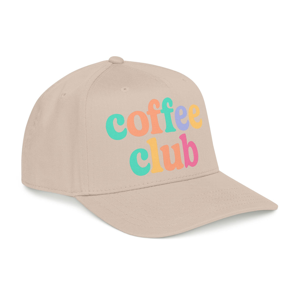 Mid Profile Baseball Cap Coffee Club Retro Inspired Design Coffee Lover Gift