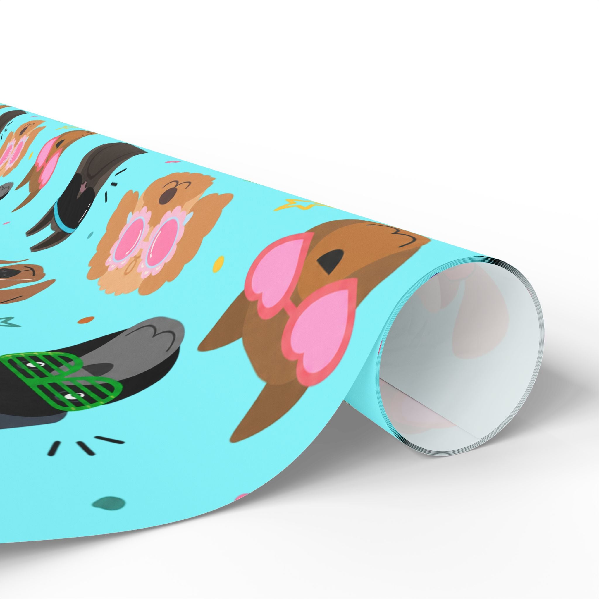 Cool Sunglasses Dog Pattern Wrapping Paper | Cute Puppy Faces Gift Wrap