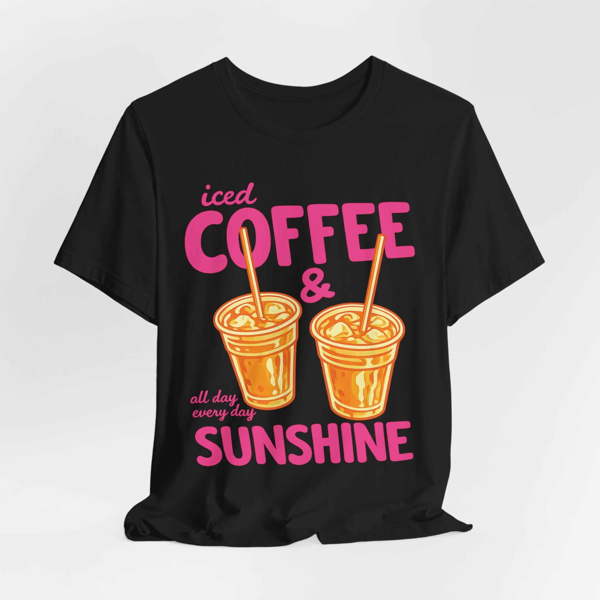 Iced Coffee & Sunshine T-Shirt | Retro Iced Coffee Graphic Tee, Summer Beverage Shirt
