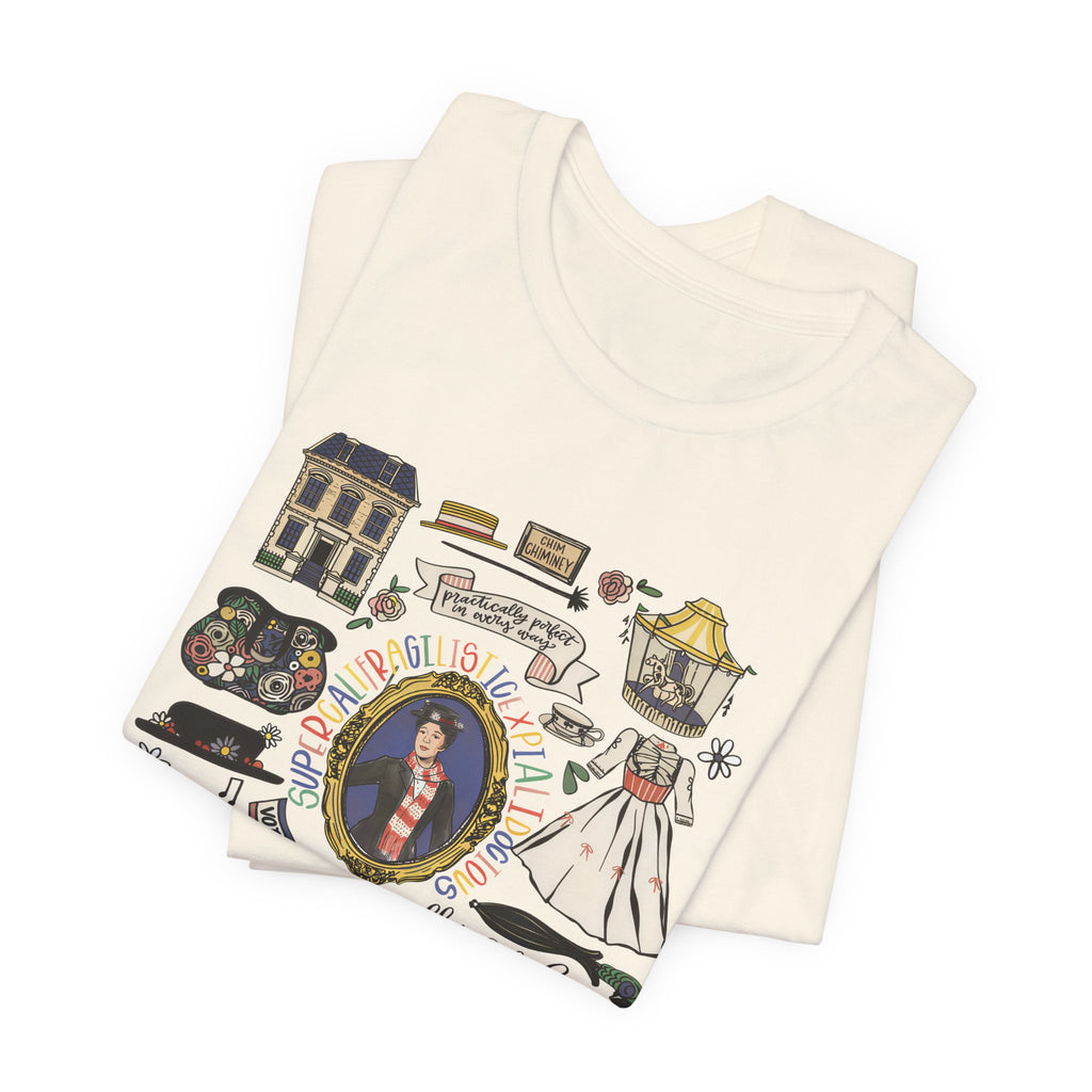 Victorian House Illustration T-Shirt | Vintage Cottage, Floral Accents