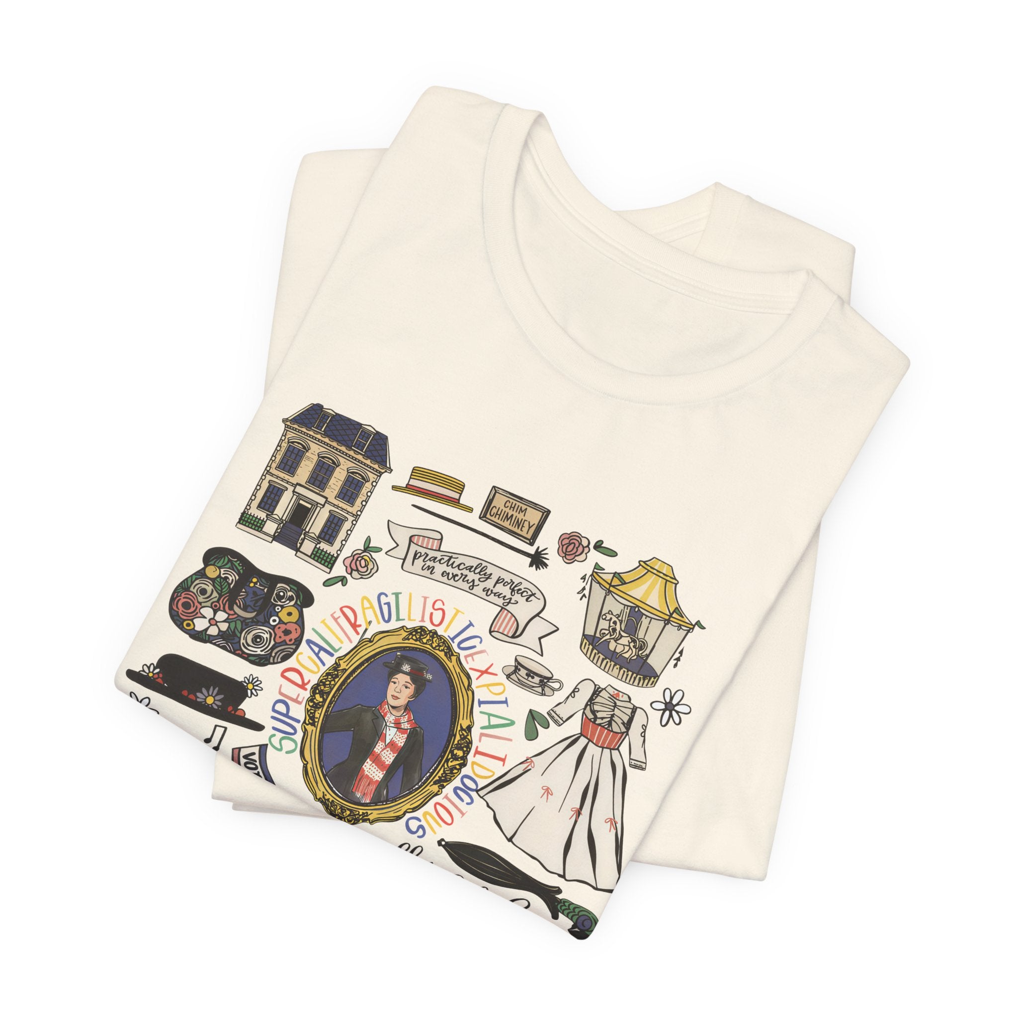 Victorian House Illustration T-Shirt | Vintage Cottage, Floral Accents
