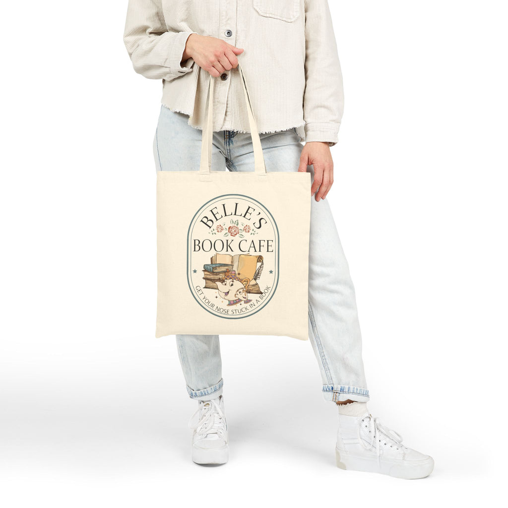 Belle's Book Cafe Tote Bag | Reading Books, Coffee, Cozy Library Design
