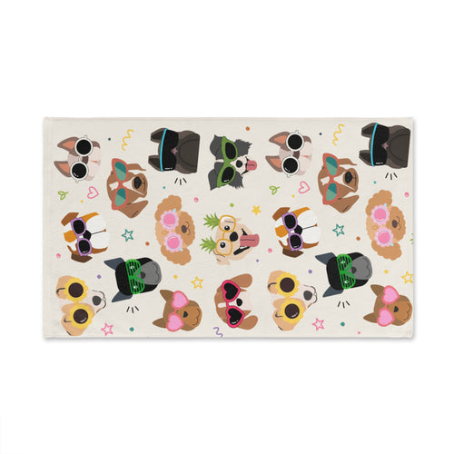Cute Dogs with Sunglasses Hand Towel | Fun Pattern, Beach Vibes