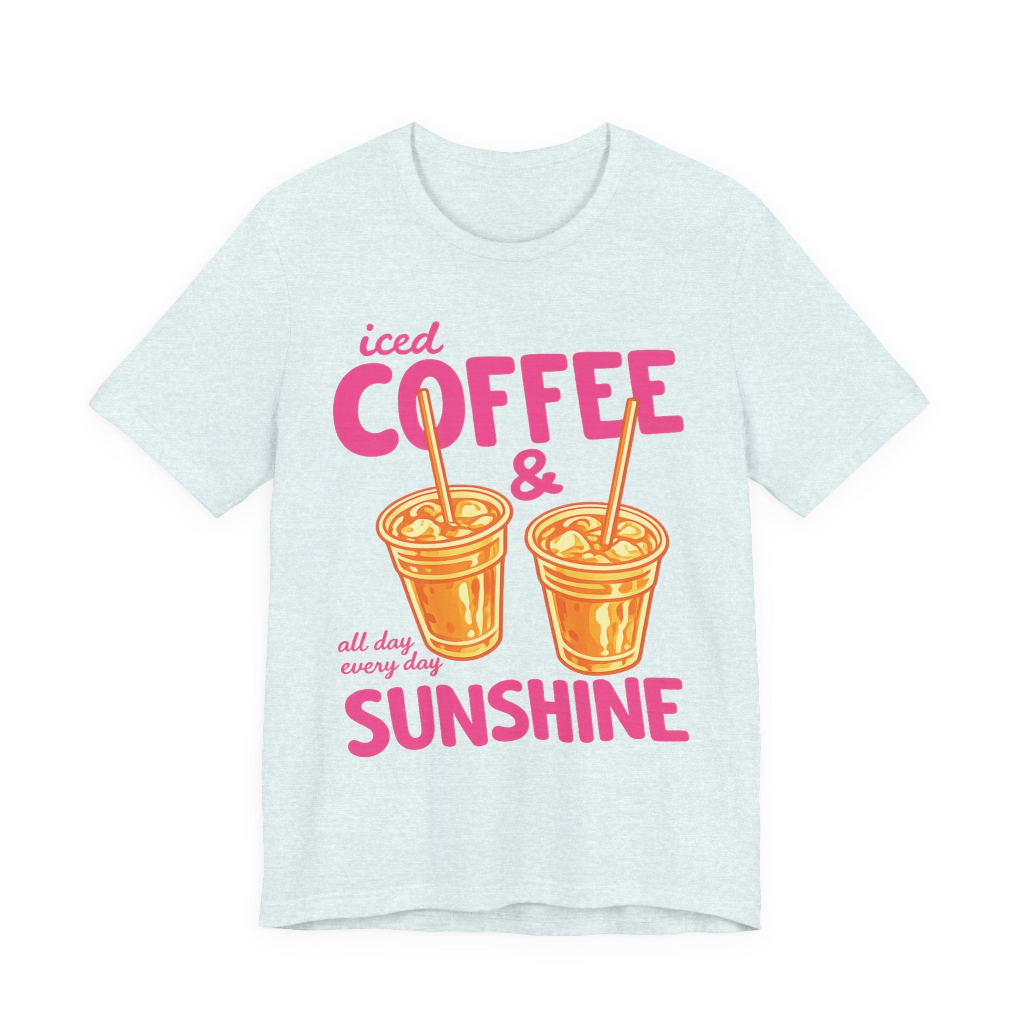 Iced Coffee & Sunshine T-Shirt | Retro Iced Coffee Graphic Tee, Summer Beverage Shirt