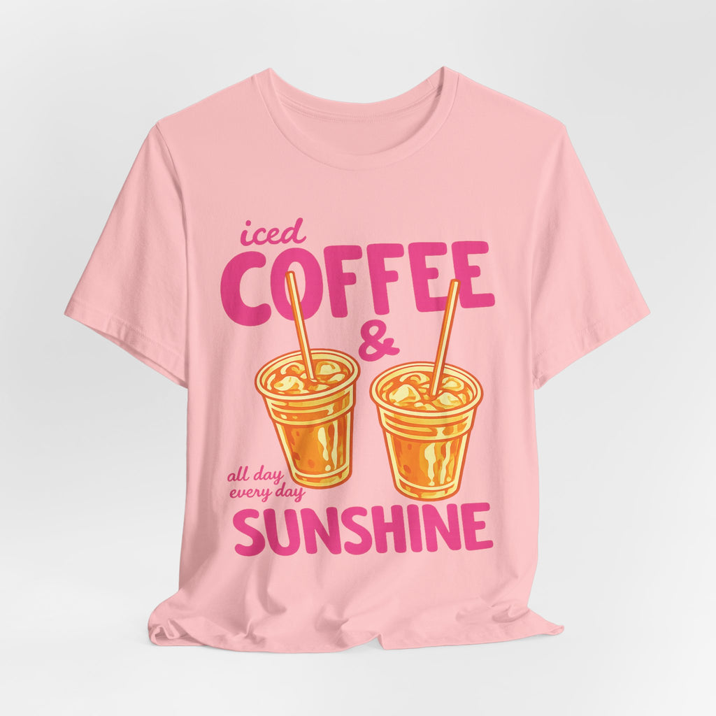 Iced Coffee & Sunshine T-Shirt | Retro Iced Coffee Graphic Tee, Summer Beverage Shirt