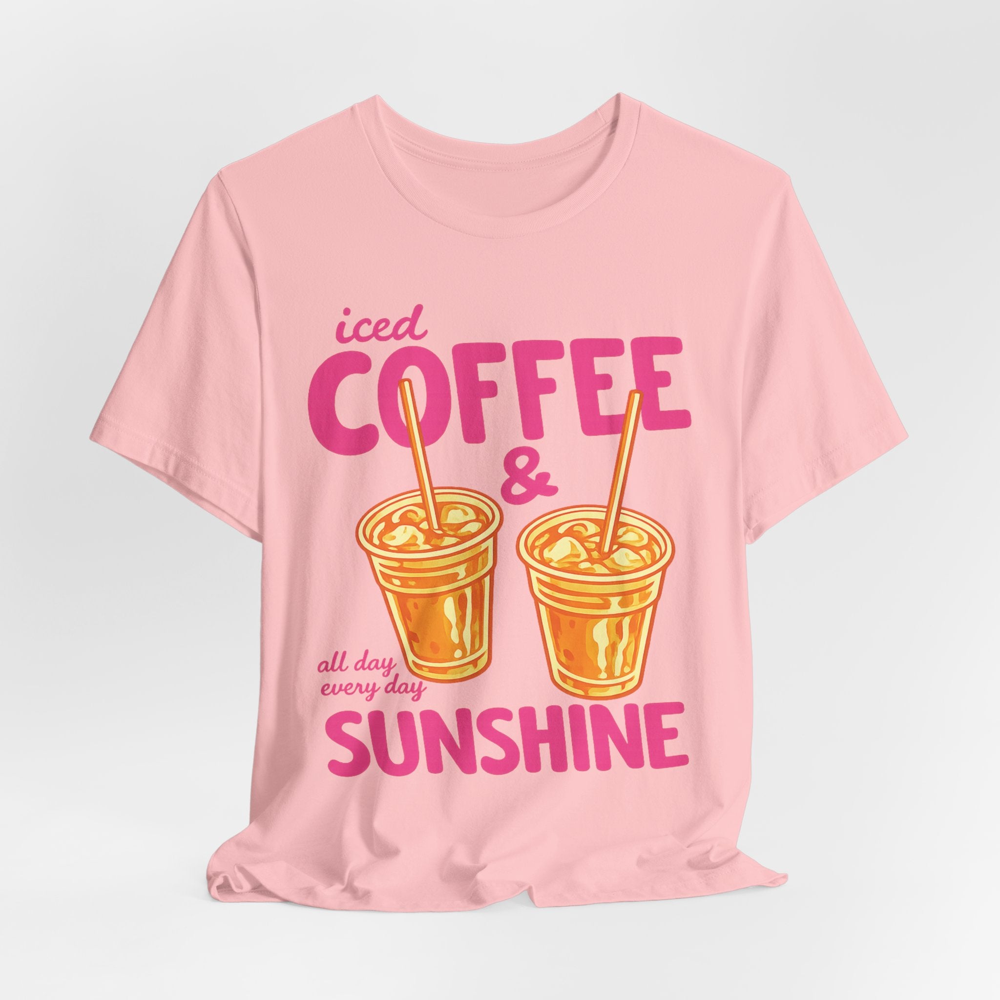 Iced Coffee & Sunshine T-Shirt | Retro Iced Coffee Graphic Tee, Summer Beverage Shirt