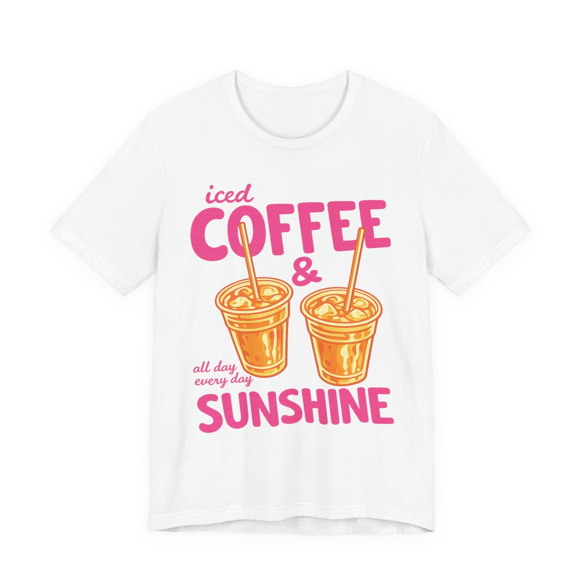Iced Coffee & Sunshine T-Shirt | Retro Iced Coffee Graphic Tee, Summer Beverage Shirt
