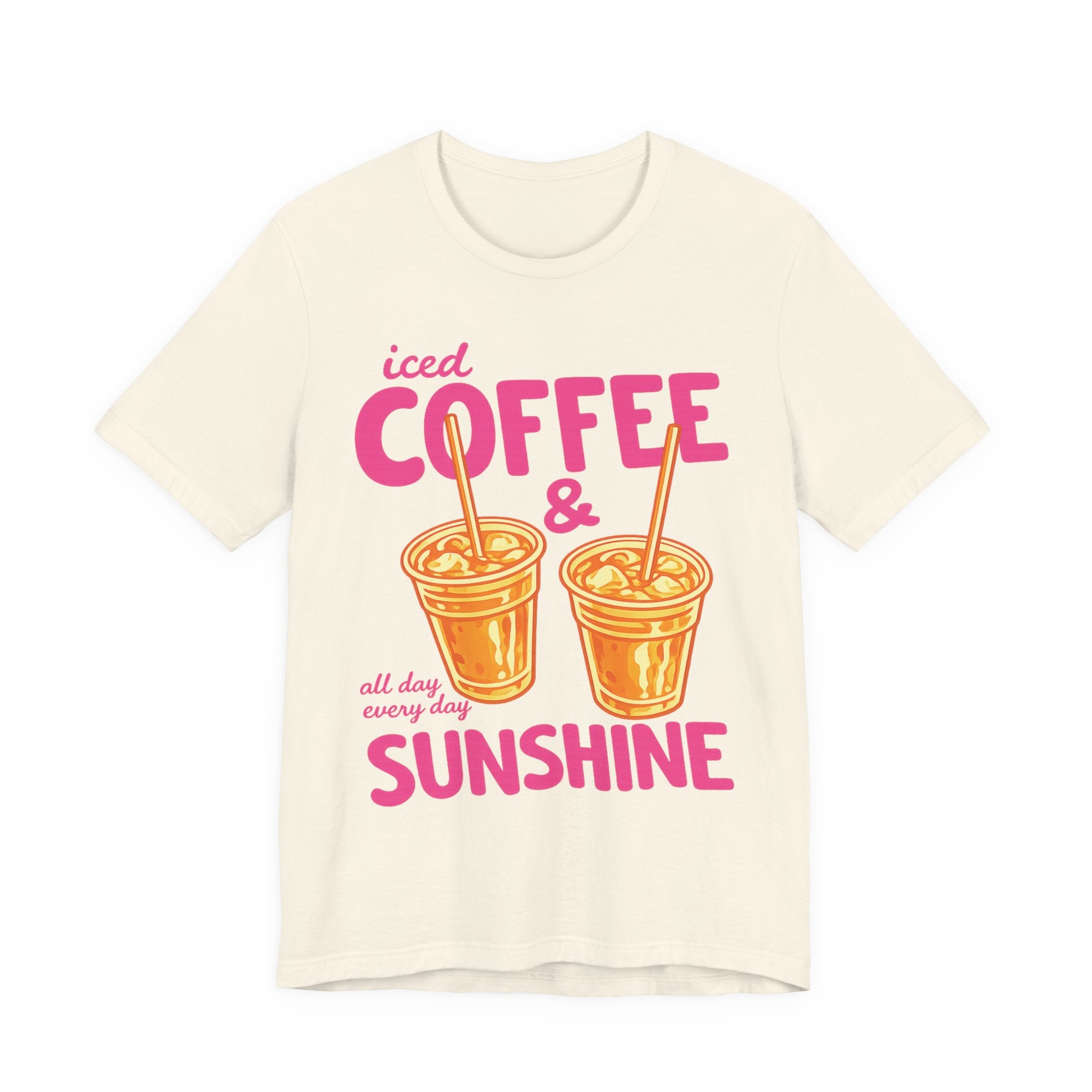 Iced Coffee & Sunshine T-Shirt | Retro Iced Coffee Graphic Tee, Summer Beverage Shirt