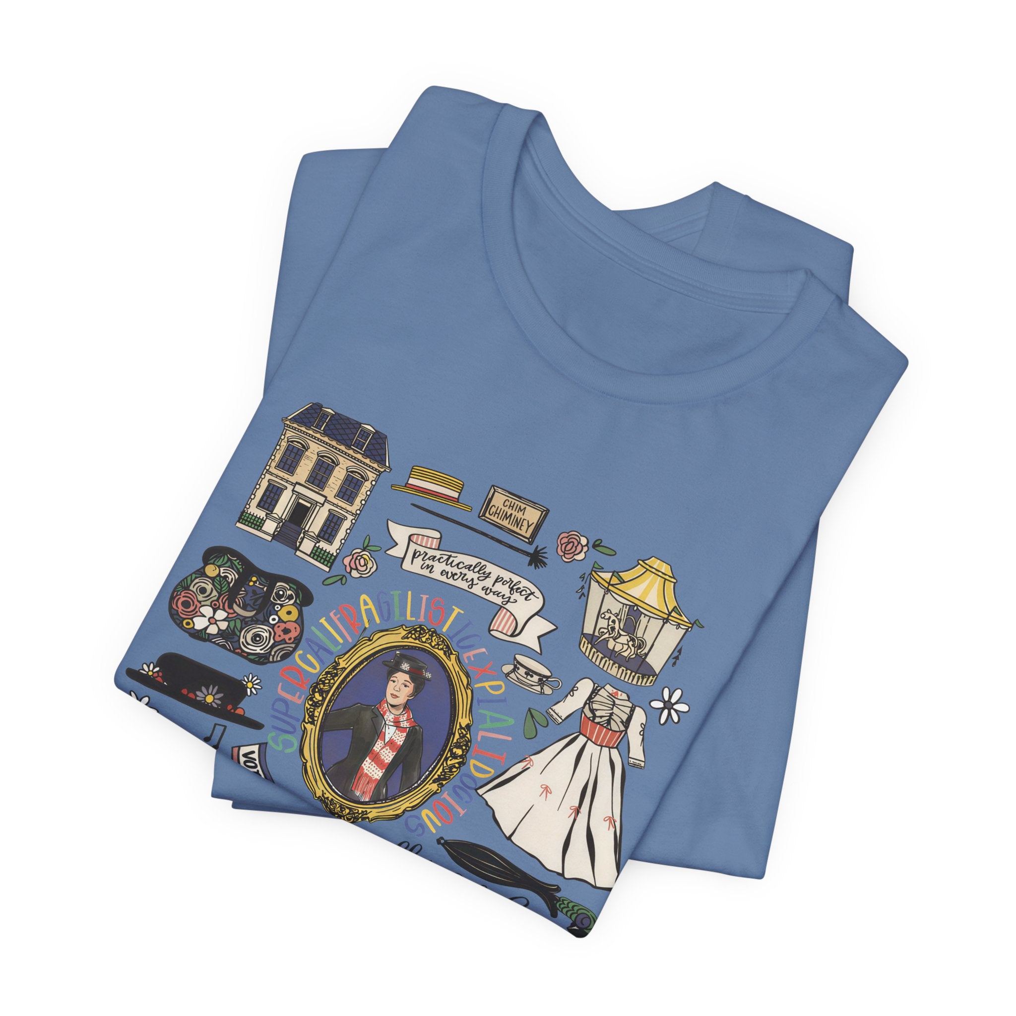 Victorian House Illustration T-Shirt | Vintage Cottage, Floral Accents