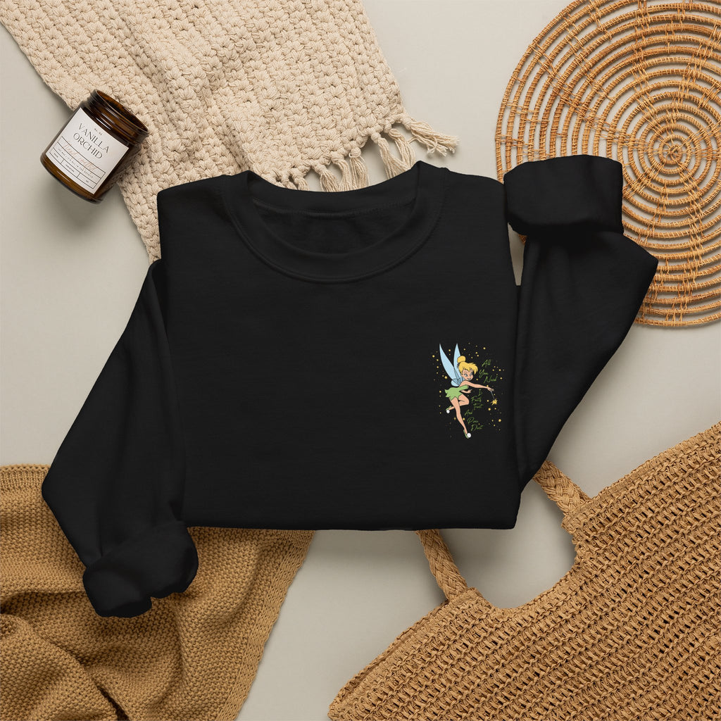 Embroidered Hummingbird Crewneck Sweatshirt — Minimal Floral Chest Design