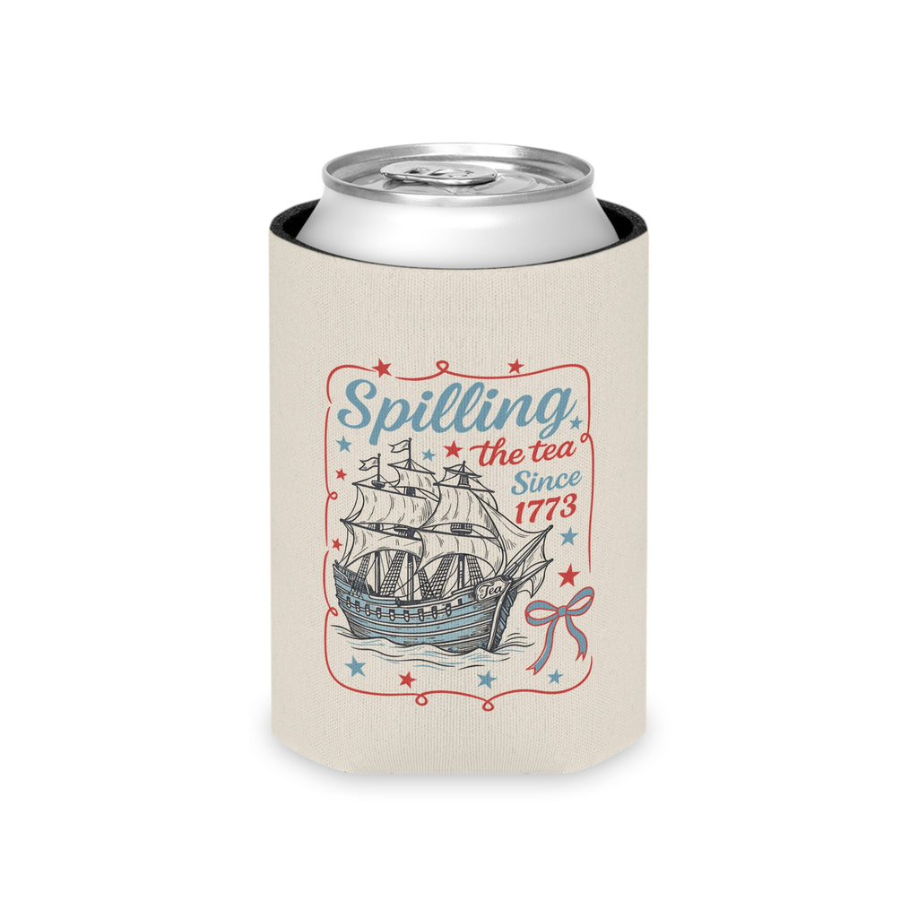 Spilling the Tea Patriotic Ship can cooler | Can Cooler