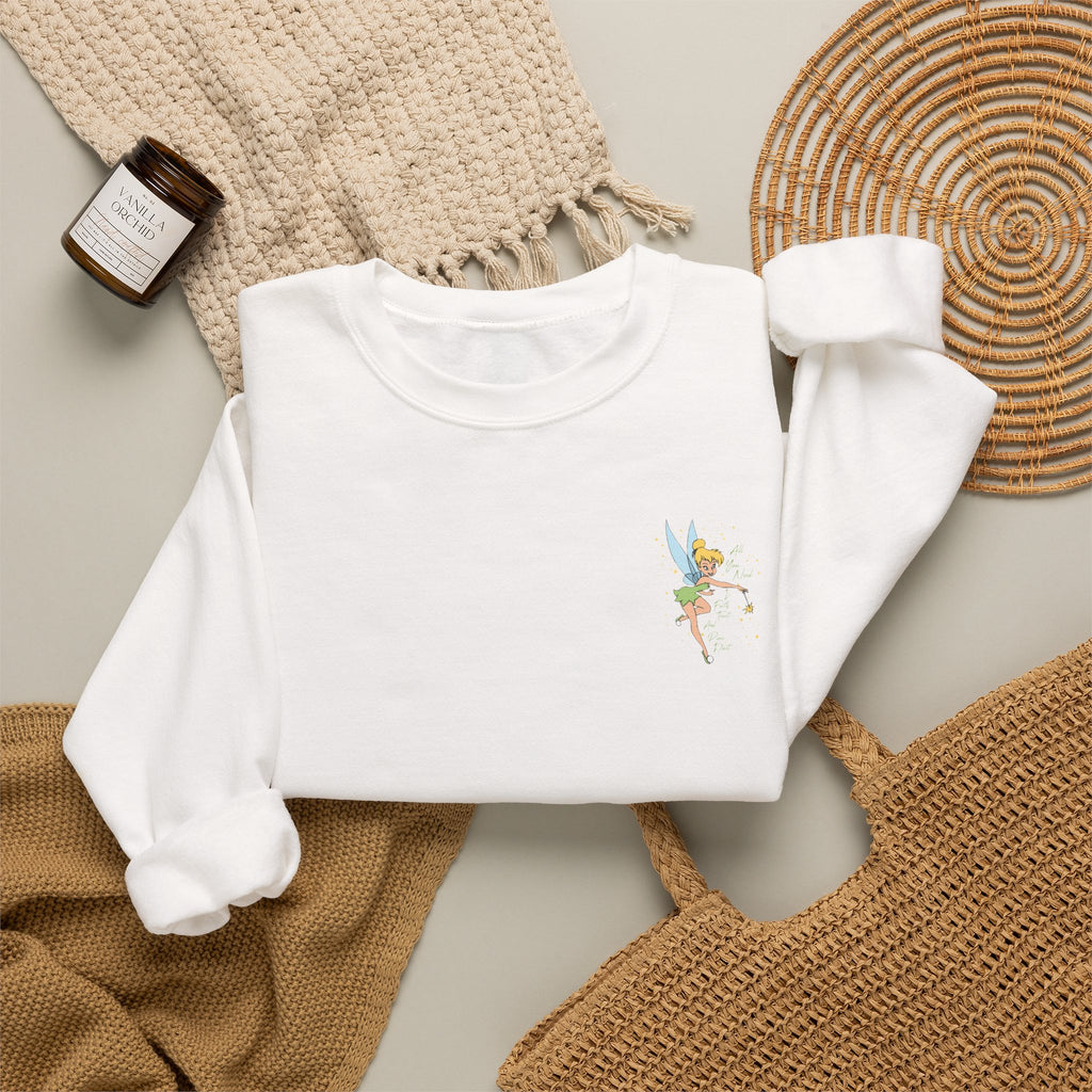 Embroidered Hummingbird Crewneck Sweatshirt — Minimal Floral Chest Design