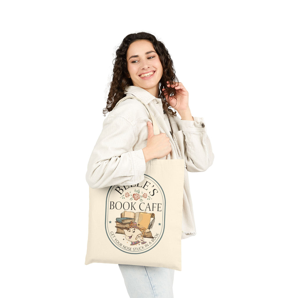 Belle's Book Cafe Tote Bag | Reading Books, Coffee, Cozy Library Design
