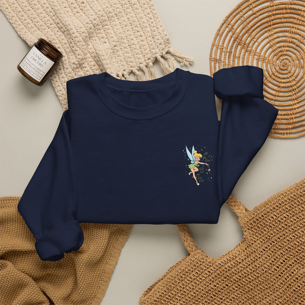 Embroidered Hummingbird Crewneck Sweatshirt — Minimal Floral Chest Design