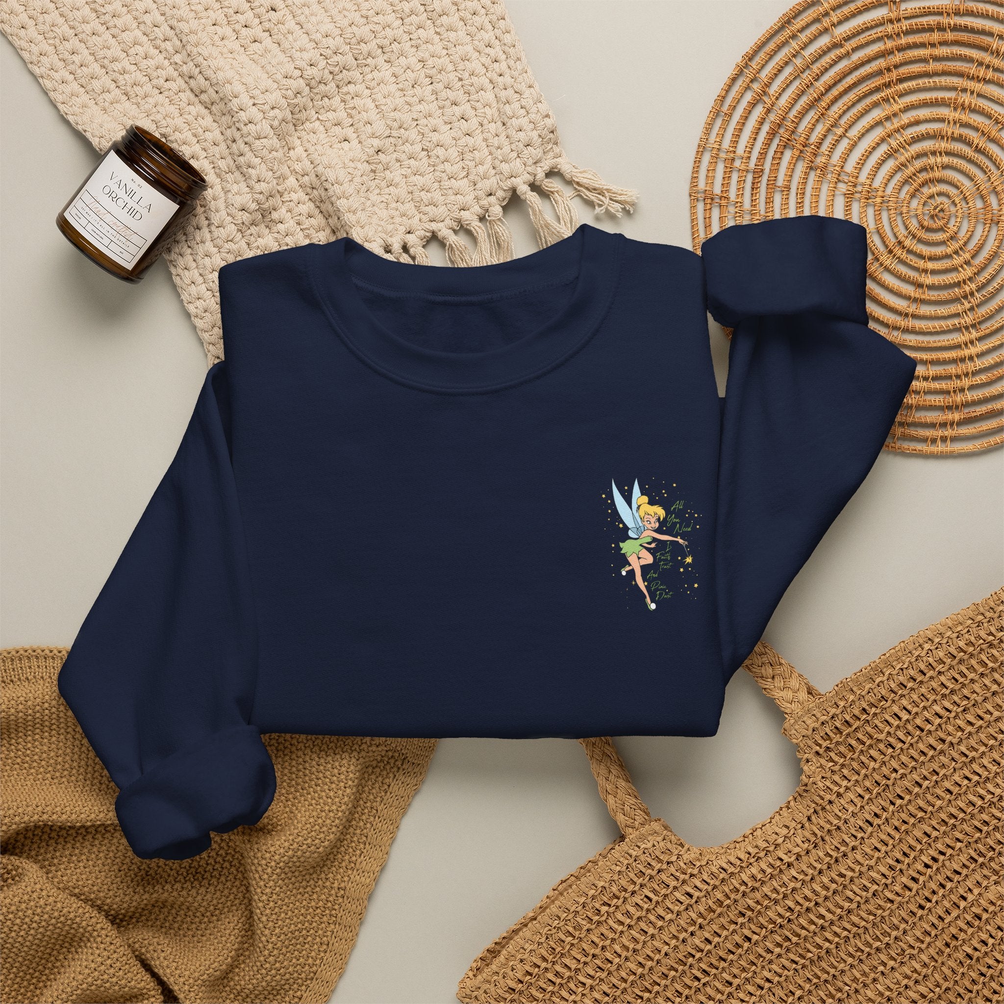 Embroidered Hummingbird Crewneck Sweatshirt — Minimal Floral Chest Design