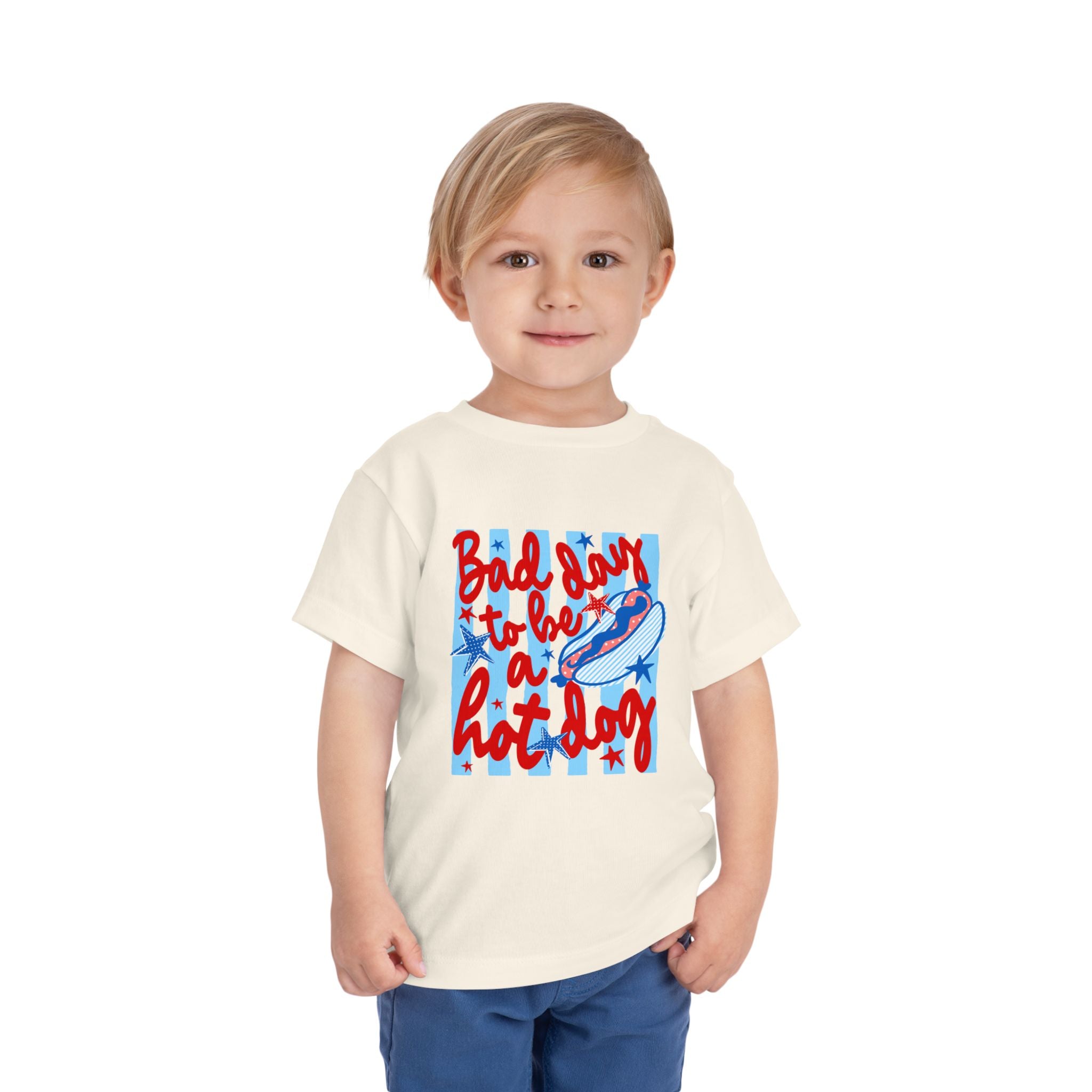 Bad day to be a hot dog Toddler Tee | Retro hot dog illustration, red & blue diner style