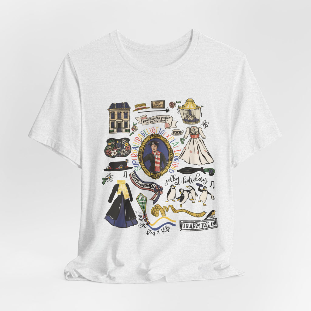 Victorian House Illustration T-Shirt | Vintage Cottage, Floral Accents