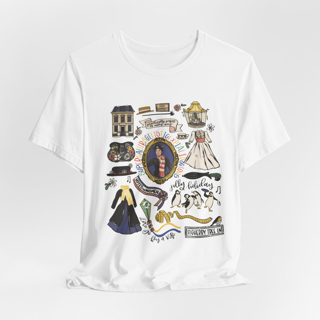 Victorian House Illustration T-Shirt | Vintage Cottage, Floral Accents