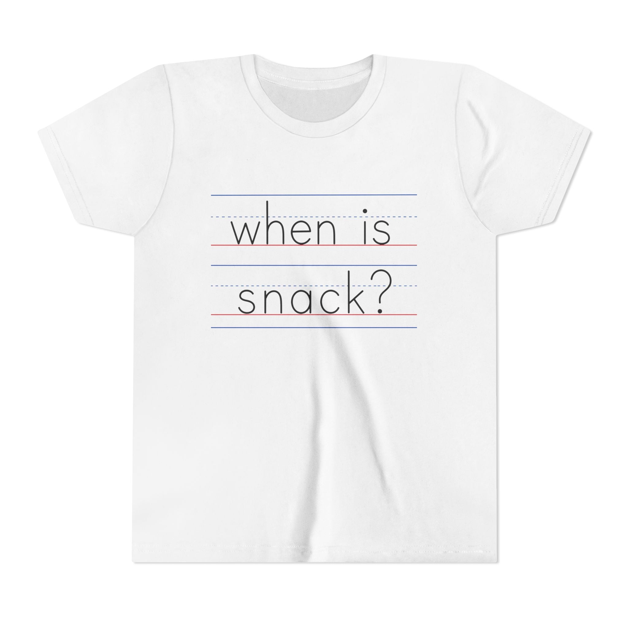 Kids "When Is Snack?" Short Sleeve Tee – Funny Preschool & Classroom Shirt