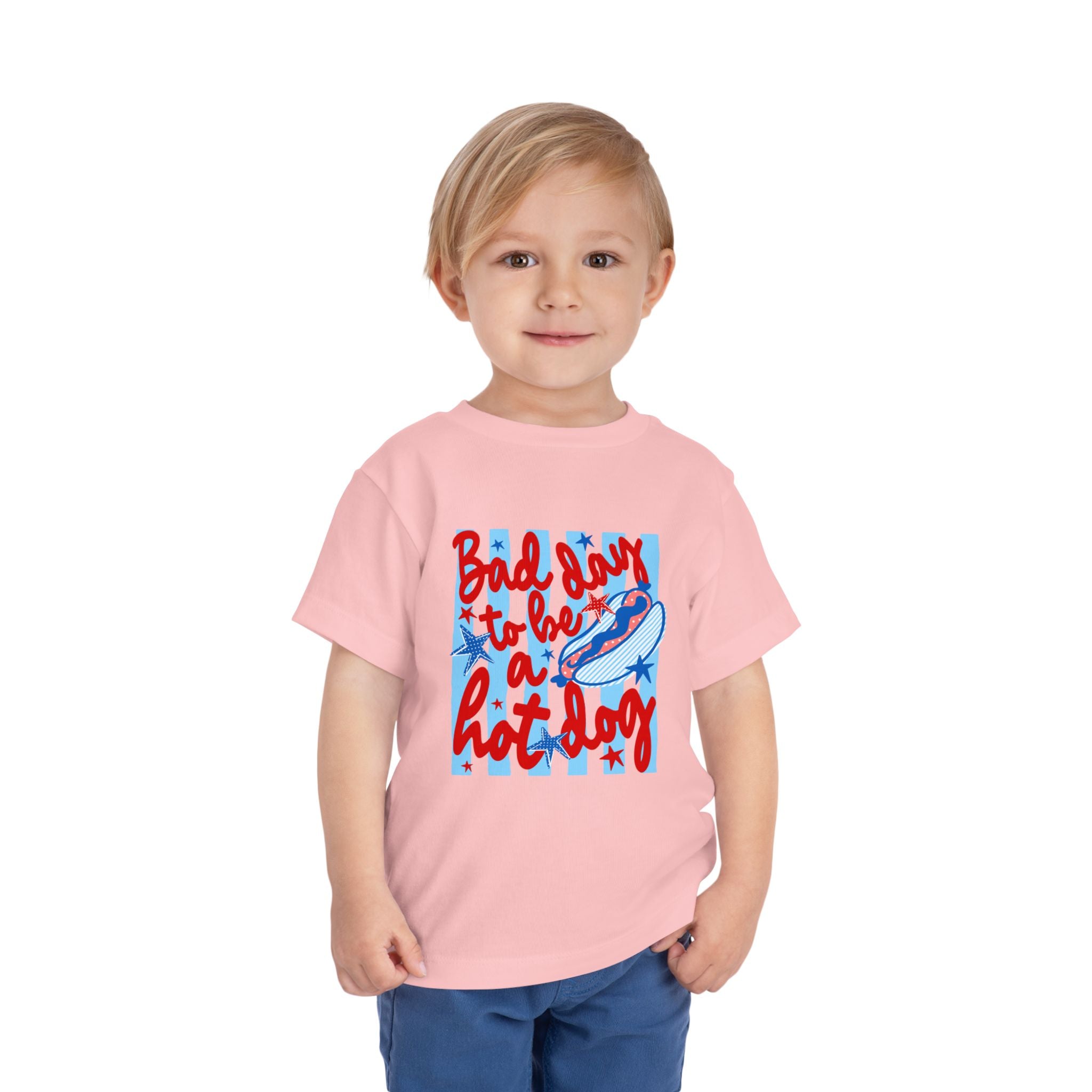 Bad day to be a hot dog Toddler Tee | Retro hot dog illustration, red & blue diner style