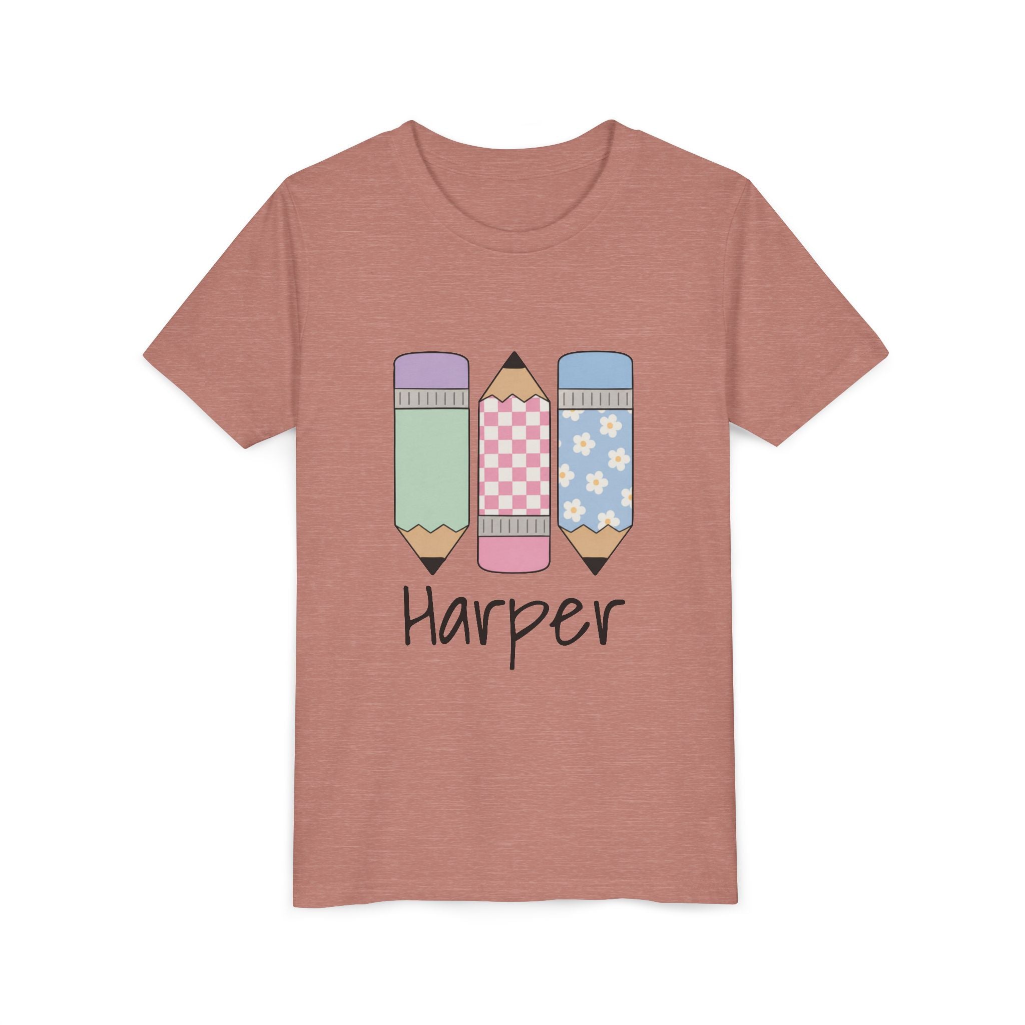 Personalized Kids Tee — Cute Pastel Pencil Design with Name (School/Back-to-School Gift)
