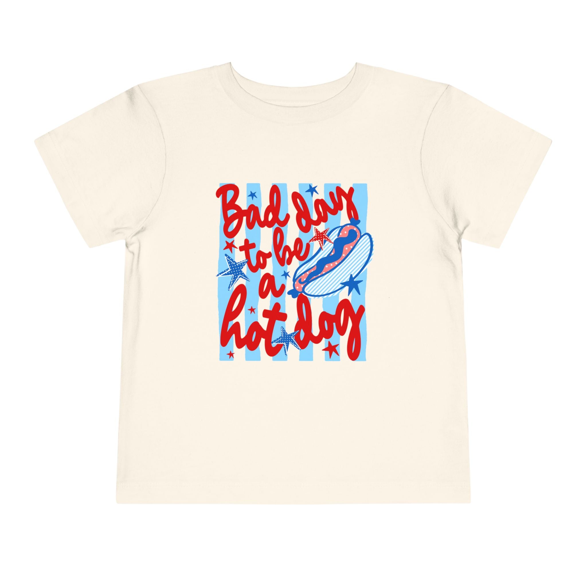 Bad day to be a hot dog Toddler Tee | Retro hot dog illustration, red & blue diner style