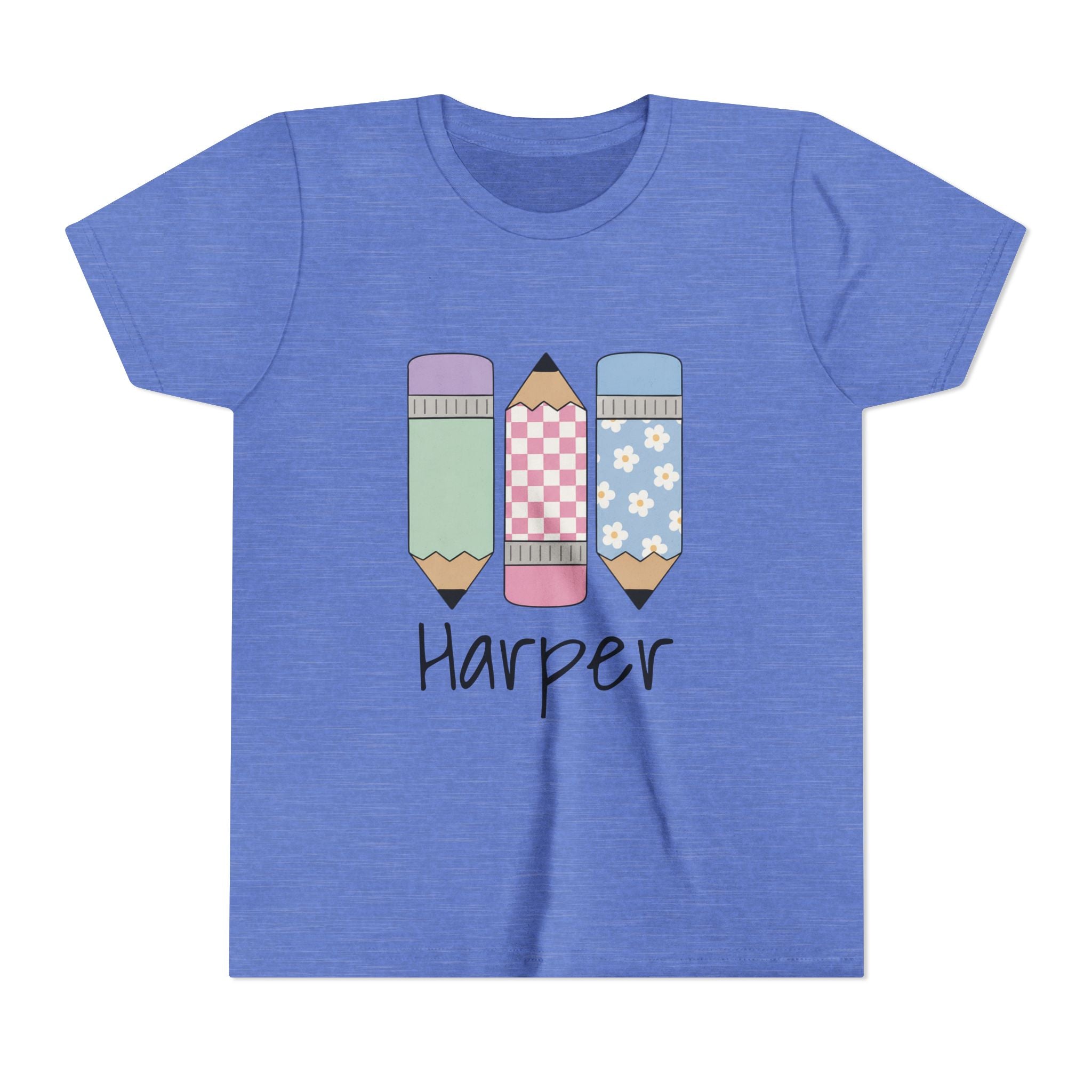 Personalized Kids Tee — Cute Pastel Pencil Design with Name (School/Back-to-School Gift)