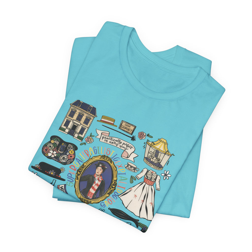 Victorian House Illustration T-Shirt | Vintage Cottage, Floral Accents