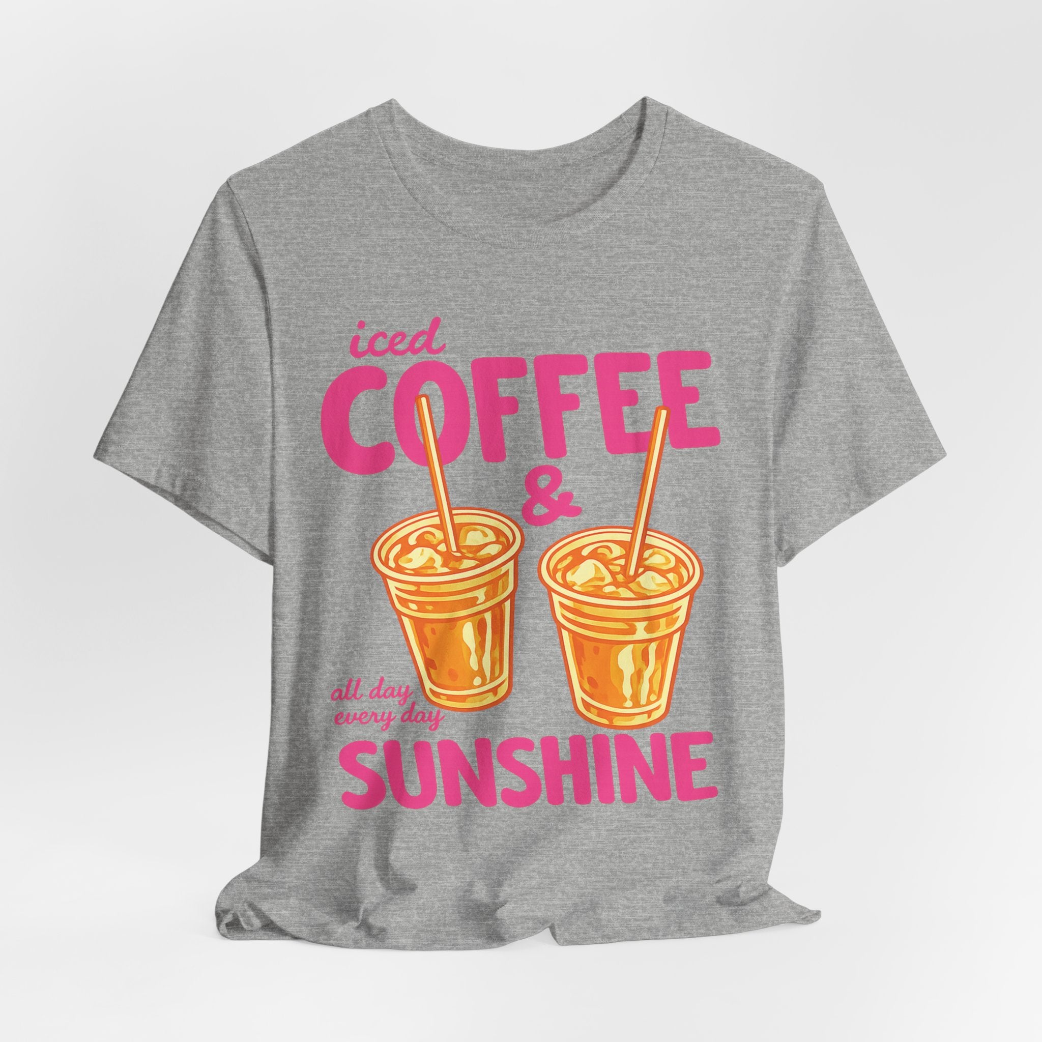Iced Coffee & Sunshine T-Shirt | Retro Iced Coffee Graphic Tee, Summer Beverage Shirt