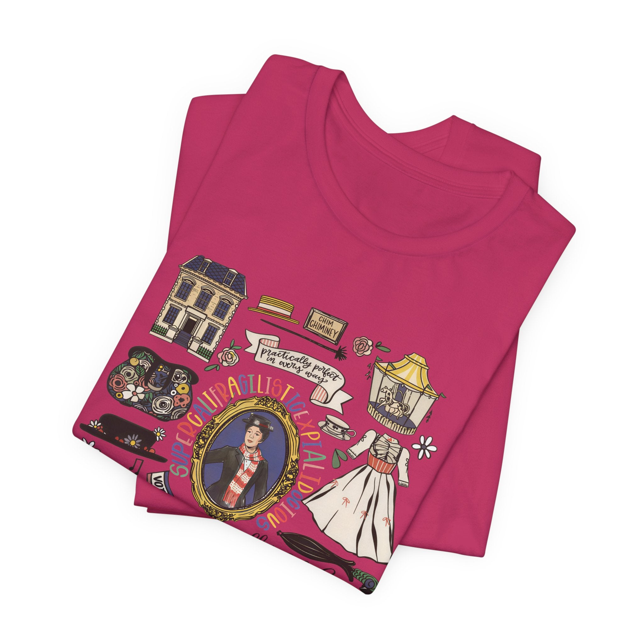 Victorian House Illustration T-Shirt | Vintage Cottage, Floral Accents