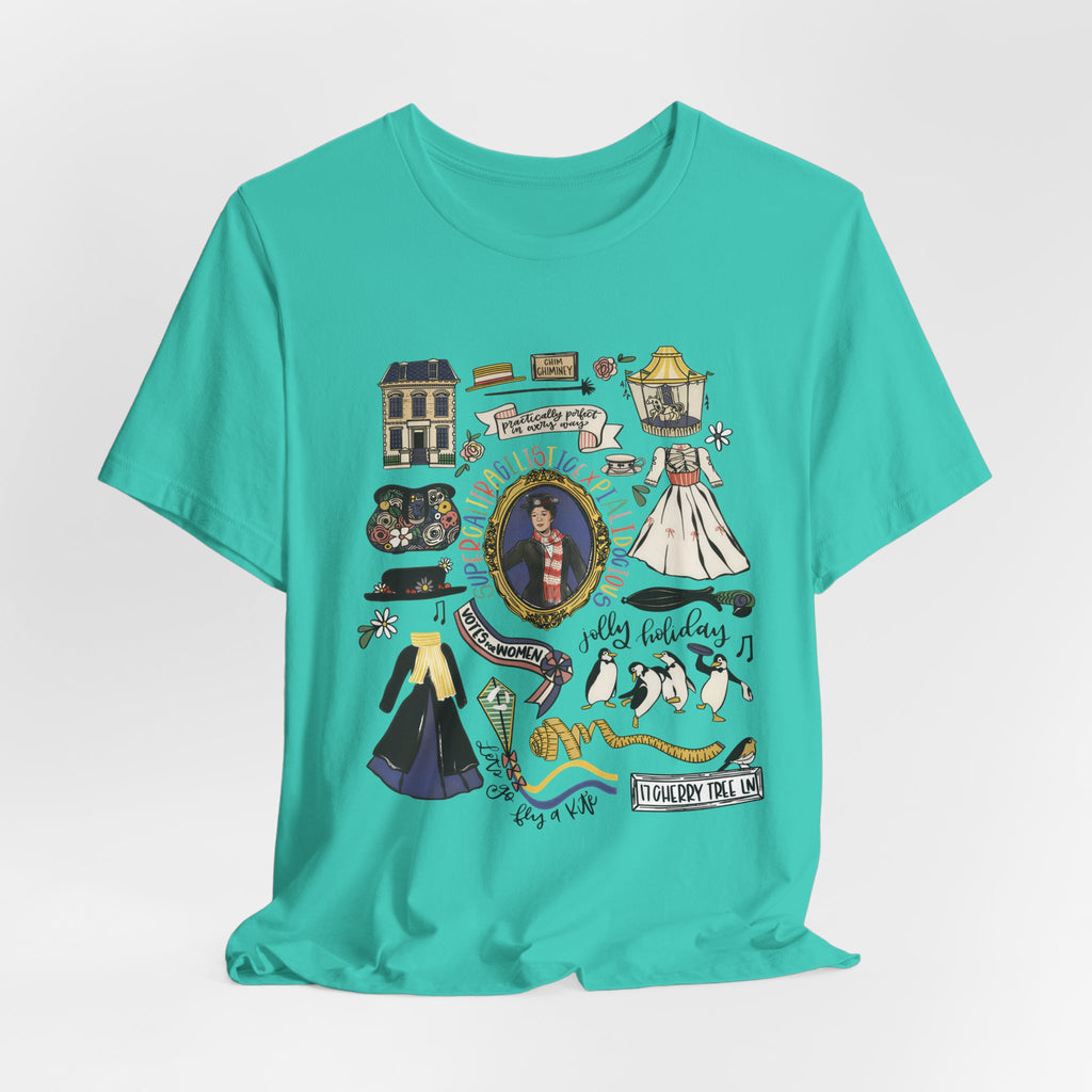Victorian House Illustration T-Shirt | Vintage Cottage, Floral Accents