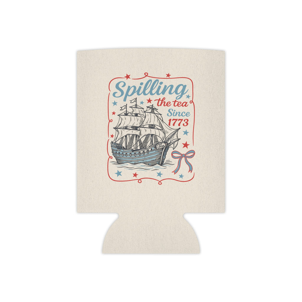 Spilling the Tea Patriotic Ship can cooler | Can Cooler
