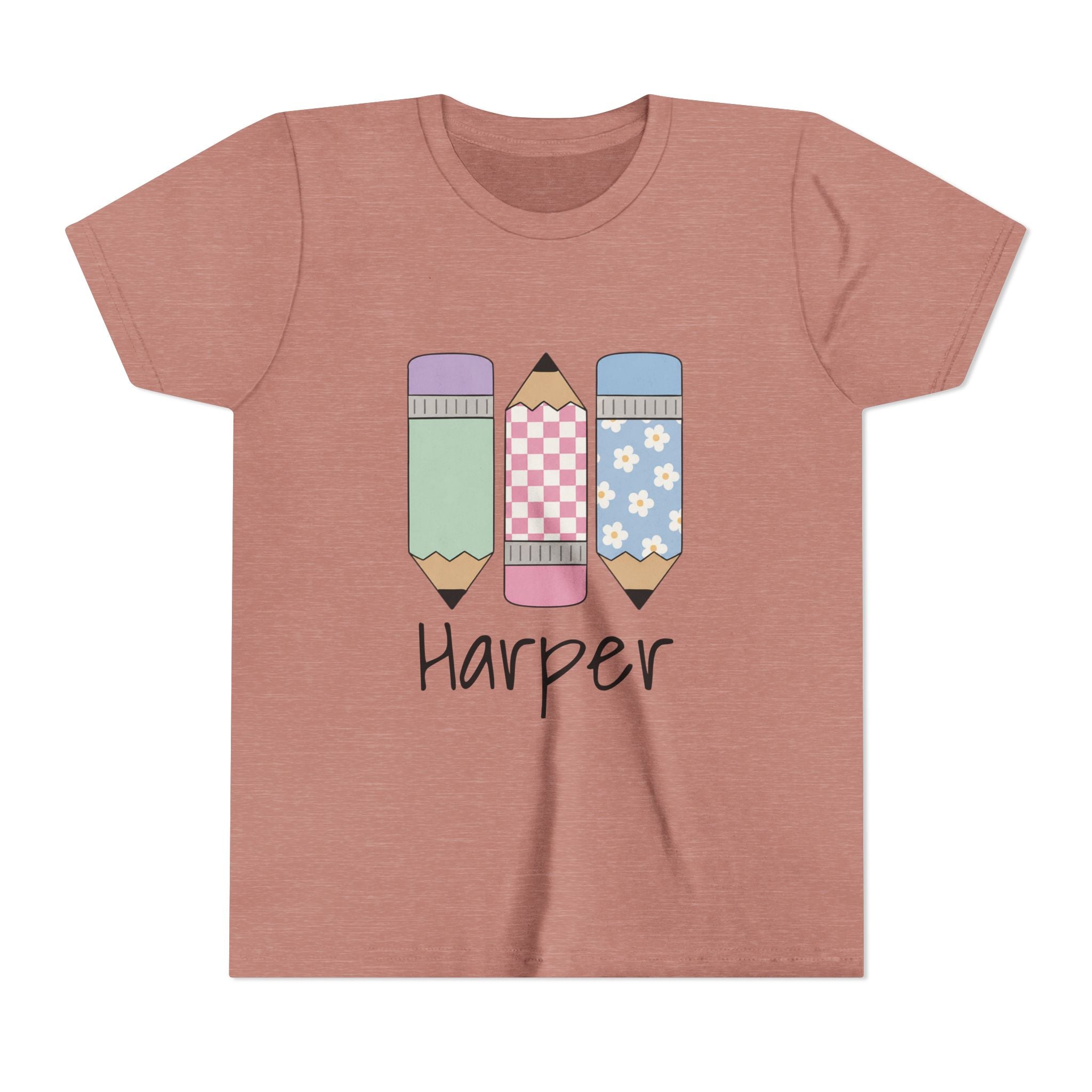 Personalized Kids Tee — Cute Pastel Pencil Design with Name (School/Back-to-School Gift)